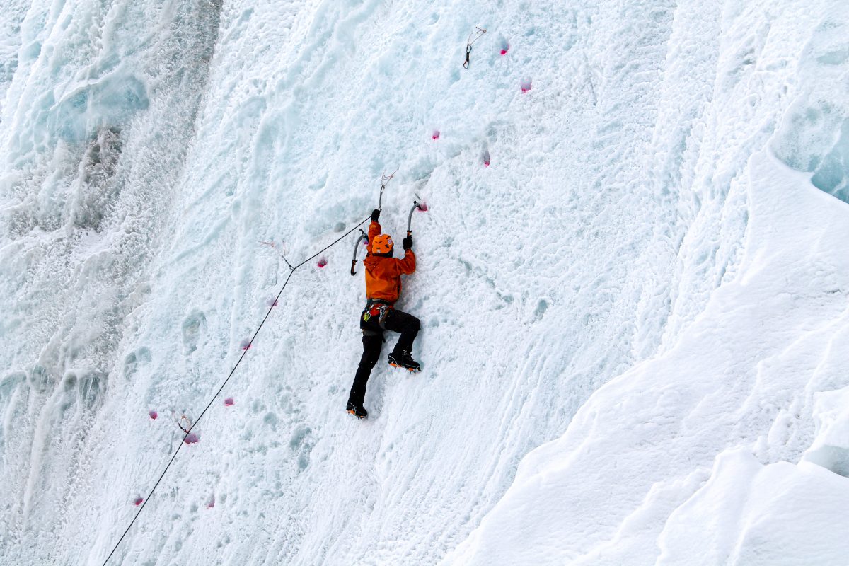 technical ice climbing